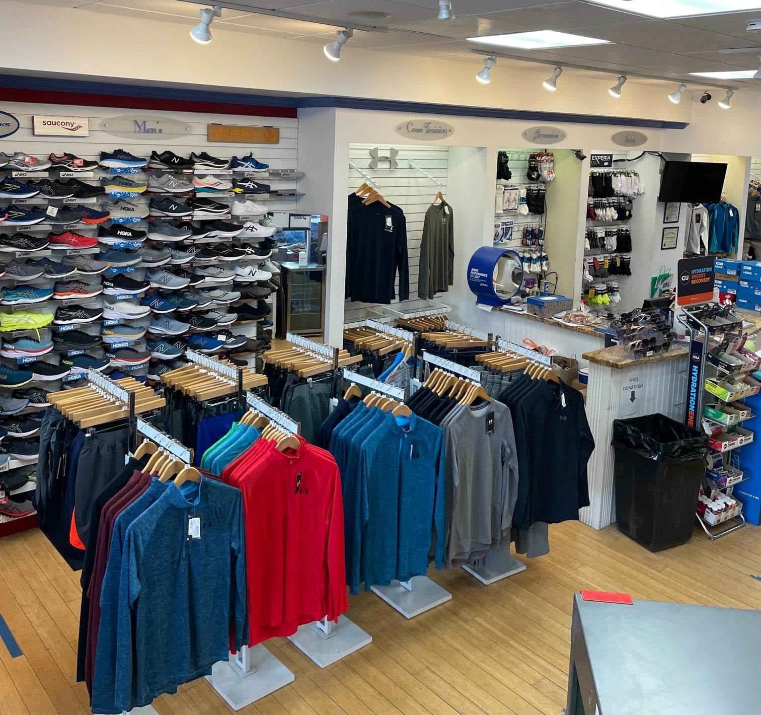 Men's athletic shirts, pants, and running sneakers